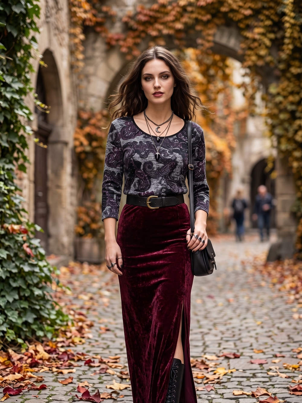 Whimsigoth Paisley Knit Top Moody Dark Romance Academia Fall